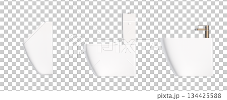 Lavatory pan isolated on a transparent background, bidet, 3D illustration, and CG render 134425588