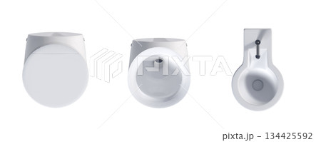 Lavatory pan isolated on a transparent background, bidet, 3D illustration, and CG render 134425592