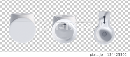 Lavatory pan isolated on a transparent background, bidet, 3D illustration, and CG render 134425592