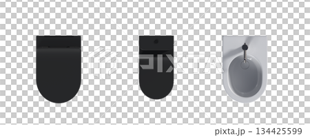 Lavatory pan isolated on a transparent background, bidet, 3D illustration, and CG render 134425599