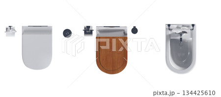 Lavatory pan isolated on a transparent background, bidet, 3D illustration, and CG render 134425610