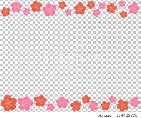 梅花水彩相框日式圖案裝飾相框新年春季日式風格背景素材設計材料 134425879