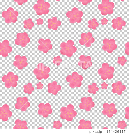 Plum Watercolor Seamless Pattern Japanese Pattern Spring New Year Flower Background Material Design Material 134426115