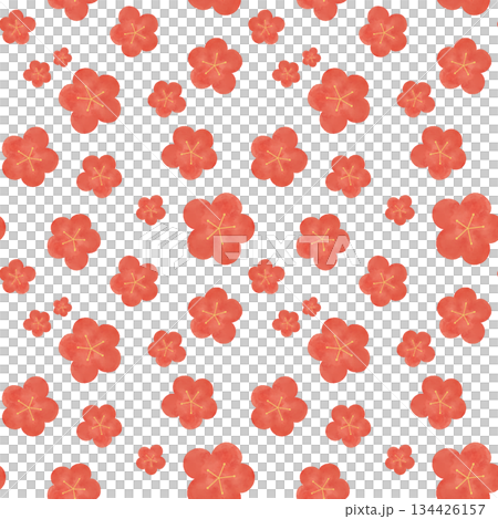 梅花水彩無縫圖案日式圖案春新年花卉背景素材設計材料 134426157