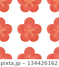 梅 水彩シームレスパターン 和柄 春 正月 花 背景素材 デザイン素材 134426162