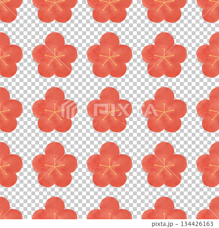 梅花水彩無縫圖案日式圖案春新年花卉背景素材設計材料 134426163