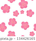 梅 水彩シームレスパターン 和柄 春 正月 花 背景素材 デザイン素材 134426165