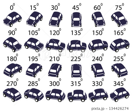 Rotation of the retro car in logo style by 15 degrees for animation. Rotation of the retro car in logo style by 15 degrees for animation. 134426274