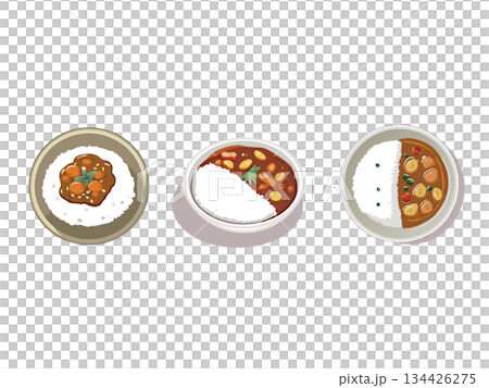 矢量圖的咖哩和米飯 矢量圖的咖哩和米飯 134426275