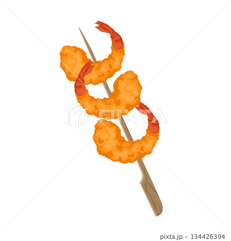 Shrimp tempura, shrimp in batter. 134426394