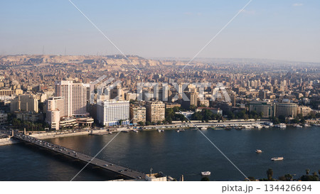 Panoramic View of Cairo Waterfront and Urban Skyline 134426694