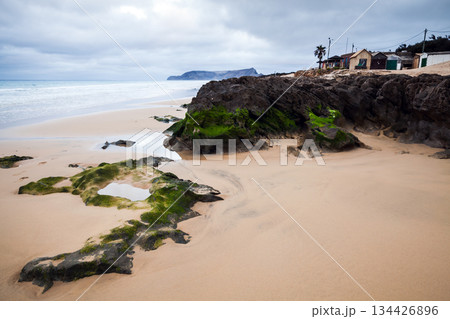 Landscape of Porto Santo Island, Portugal. A tranquil coastal scene 134426896