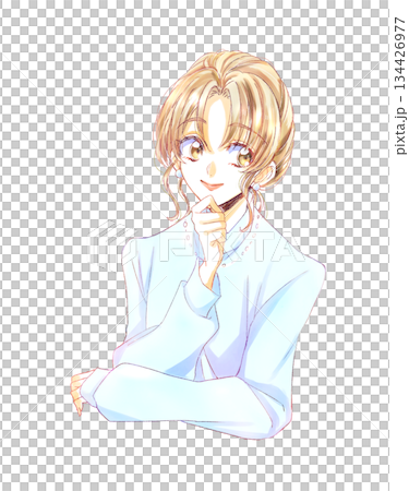 Smiling woman thinking upper body 134426977