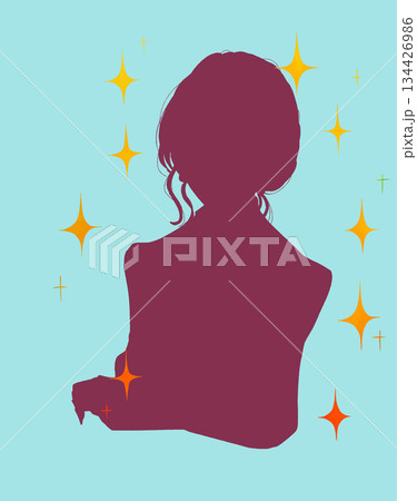 女性 上半身 キラキラ シルエット 女性 上半身 キラキラ シルエット 134426986