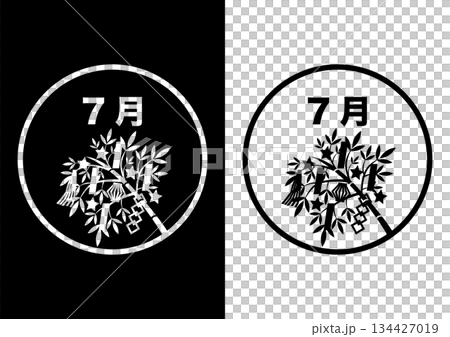 Black and white icon illustration for July (Tanabata Festival decorations) 134427019