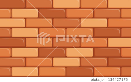Seamless brick wall pattern vector background of red and orange clay bricks. Seamless brick wall pattern vector background of red and orange clay bricks. 134427176
