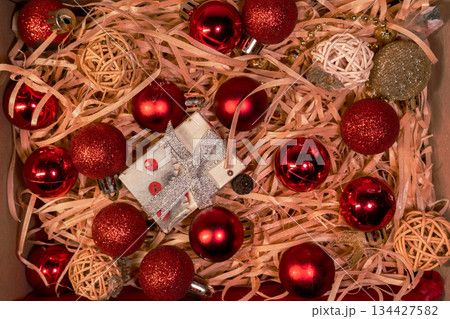 Merry Christmas and happy holidays. Beautiful decorations Merry Christmas and happy holidays. Beautiful decorations 134427582