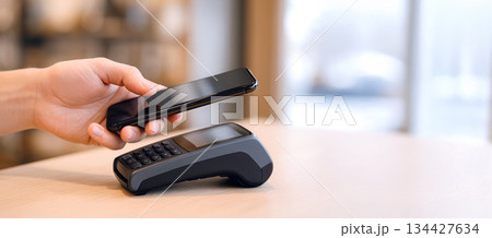 Mobile payment at checkout with contactless transaction 134427634