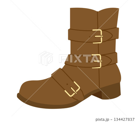 Brown harness boot women color flat. Triple buckle mid calf boot for rock wardrobe and festival season Technical fashion 134427837