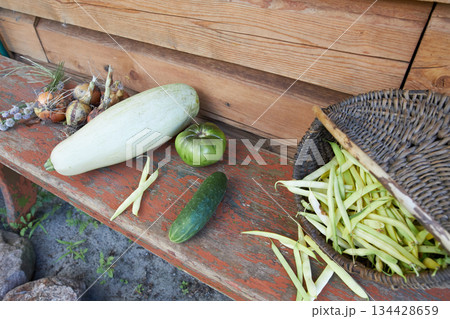 The vegetables are on the table. The vegetables are on the table. 134428659
