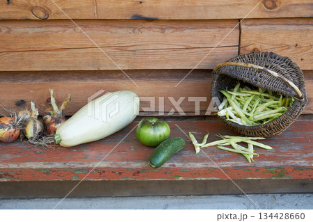 The vegetables are on the table. The vegetables are on the table. 134428660