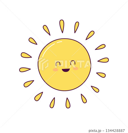 Cute smiling sun illustration in hand drawn kawaii style Cute smiling sun illustration in hand drawn kawaii style 134428887
