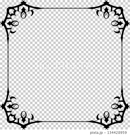 Vintage decorative vector frame in Gothic style - elegant black vector frame on white background, EPS10, middle ages, hallowen, Vintage decorative vector frame in Gothic style - elegant black vector frame on white background, EPS10, middle ages, hallowen, 134428959