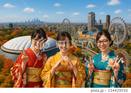 東京ドームホテルより紅葉の東京ドームシティ　LAQUA　ラクーアを望む 134429550