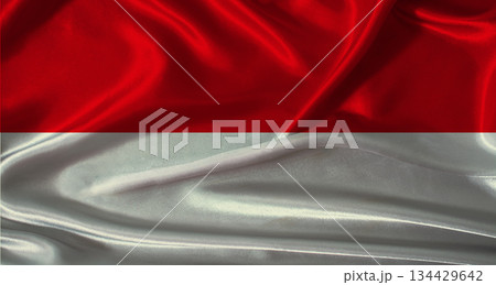 National flag of Indonesia with cloth texture. Indonesia flag with realistic texture background National flag of Indonesia with cloth texture. Indonesia flag with realistic texture background 134429642