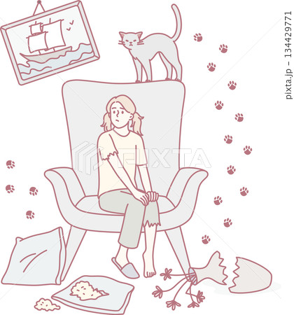 Mess and disorder from cat concept 134429771