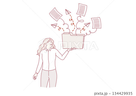 Successful work at laptop concept. 134429935