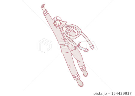 Working as fireman hero concept. 134429937