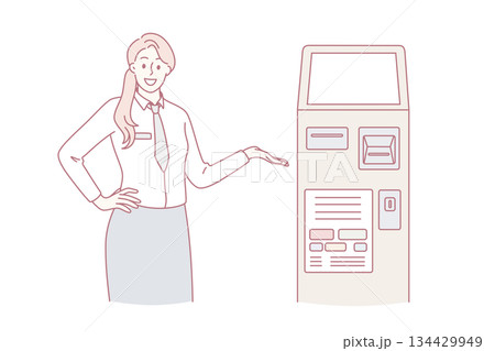 Bank representative and technologies concept. Bank representative and technologies concept. 134429949