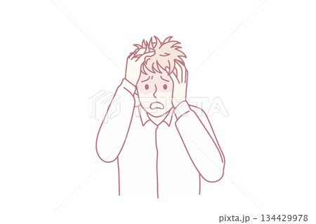 Anxious man feel stressed suffer from panic attack Anxious man feel stressed suffer from panic attack 134429978