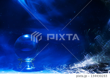 Abstract Cosmic Energy and Crystal Ball with Neon Light Trails Abstract Cosmic Energy and Crystal Ball with Neon Light Trails 134430283