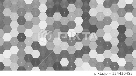 Concentric Hexagonal Pattern, Line Hexagon Geometric Background, Outline Honeycomb Texture BG. Linear Hex Backdrop Wallpaper. White Minimalistic Abstract Backgrounds. Vector Illustration 134430453