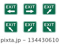 Safety And Emergency Exit Sign Vector Set in Green with Directional Arrows 134430610