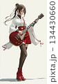 楽器女子036 巫女風衣装でギターを演奏する女性イラスト 134430660