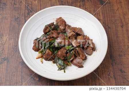 鶏肝レバニラ炒め 鶏肝レバニラ炒め 134430704