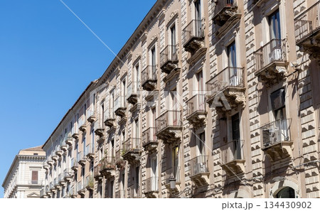 Italian classic facade with charming architectural details 134430902