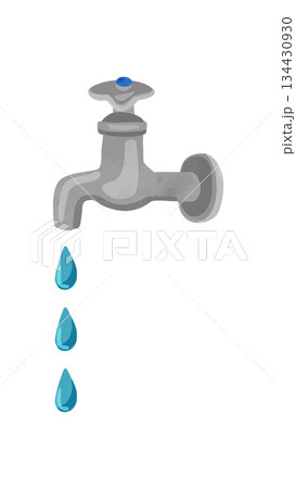 水滴が落ちる蛇口 水彩風手描きベクターイラスト 水滴が落ちる蛇口 水彩風手描きベクターイラスト 134430930
