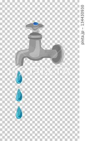 水滴が落ちる蛇口 水彩風手描きベクターイラスト 水滴が落ちる蛇口 水彩風手描きベクターイラスト 134430930