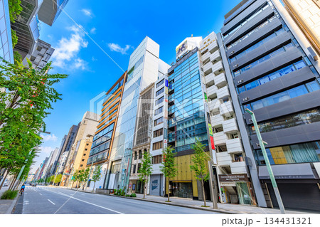 東京　中央区　銀座の都市風景　銀座通り口交差点付近 134431321