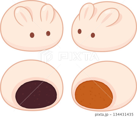 Cute bunny shaped baozi buns drawing 134431435