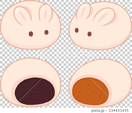 Cute bunny shaped baozi buns drawing 134431435