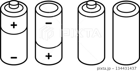 AA batteries line icon set 134431437