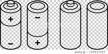 AA batteries line icon set 134431437