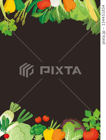 野菜 フレーム 黒板風 背景 縦長 野菜 フレーム 黒板風 背景 縦長 134431834