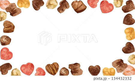 北欧風の可愛いお菓子とハートのチョコの飾り枠コピースペース 北欧風の可愛いお菓子とハートのチョコの飾り枠コピースペース 134432332
