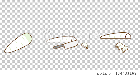 Daikon radish, cut into half-moon slices 134433168